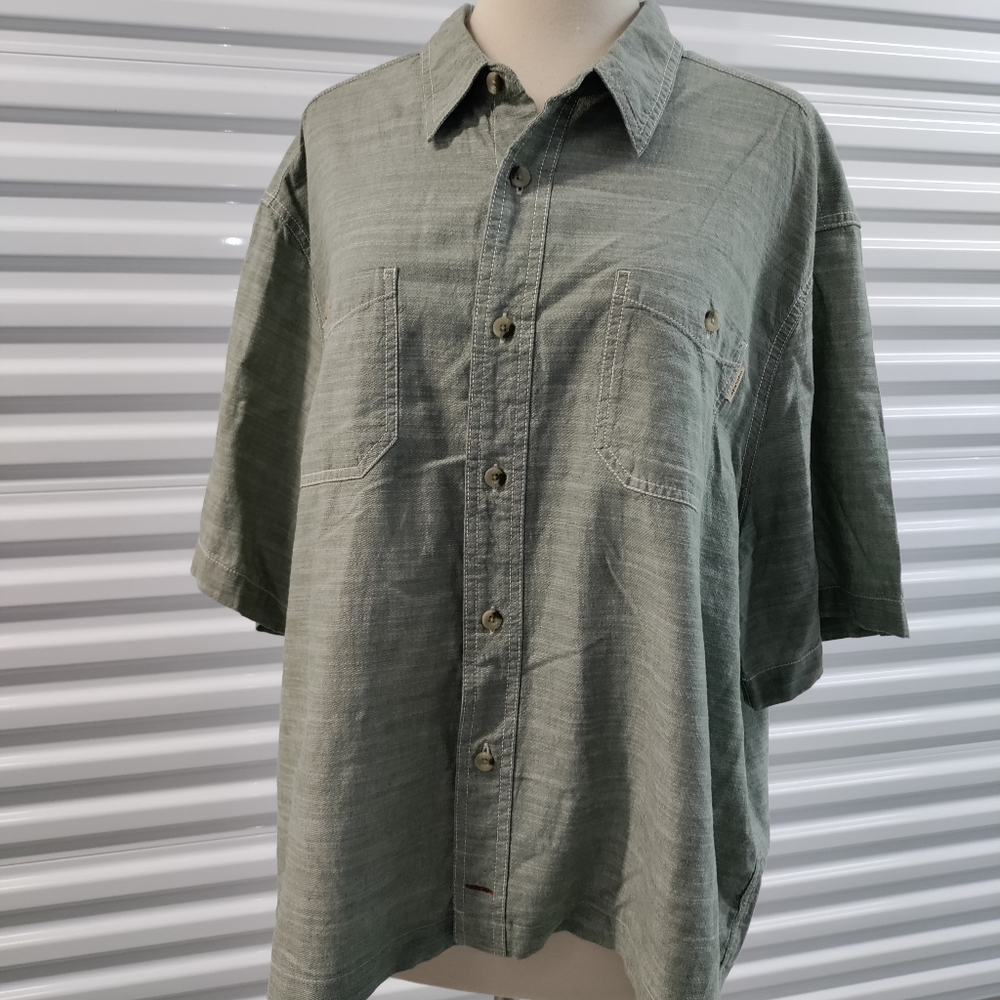 Woolrich | Green Button Down Short Sleeve Shirt men's Size XXL